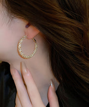 Fashion Gold Copper Zircon Hoop Earrings