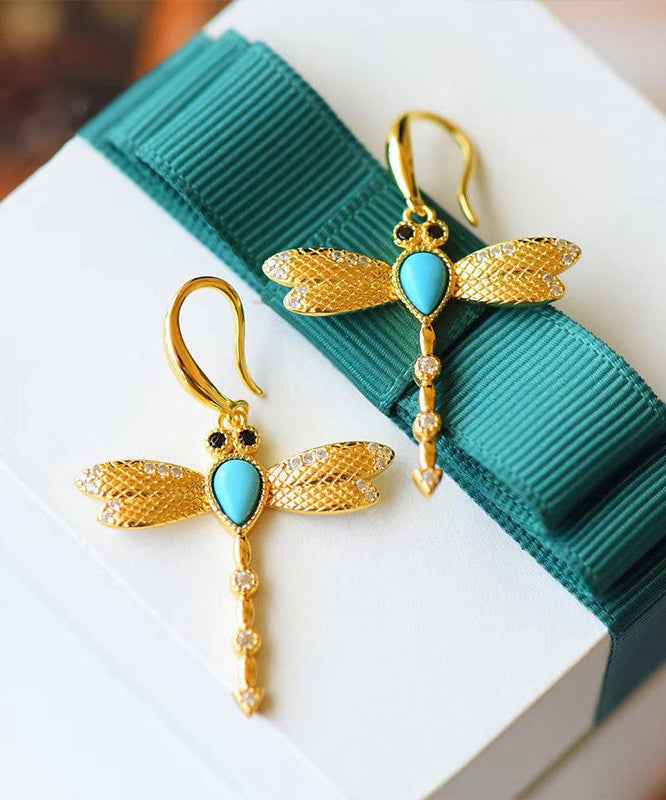 Fashion Gold Plated Turquoise Hoop Earrings