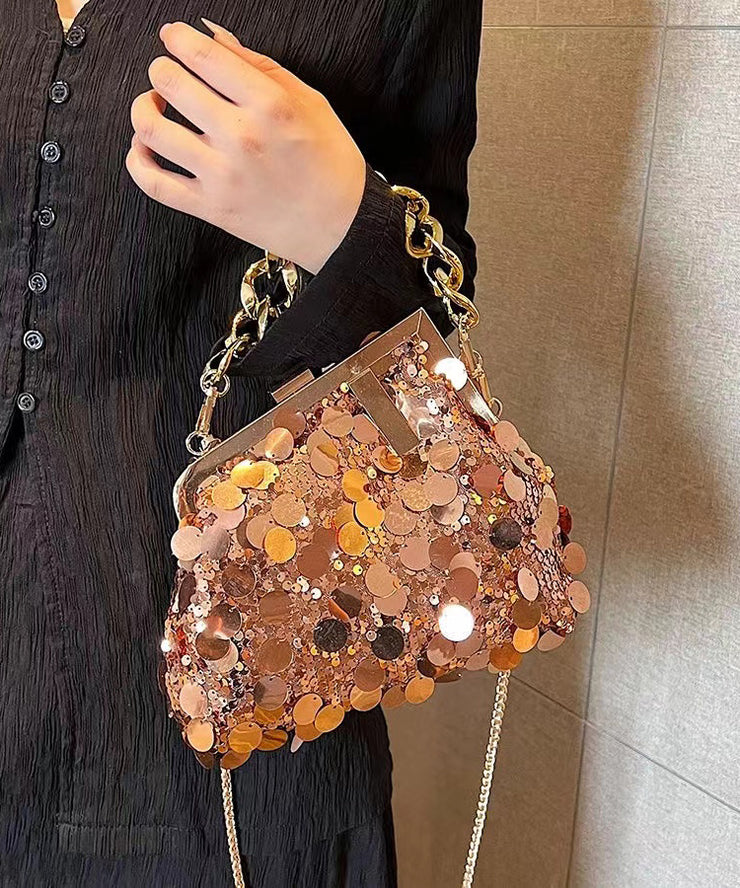 Fashion Gold Sequins Chain Linked Messenger Bag