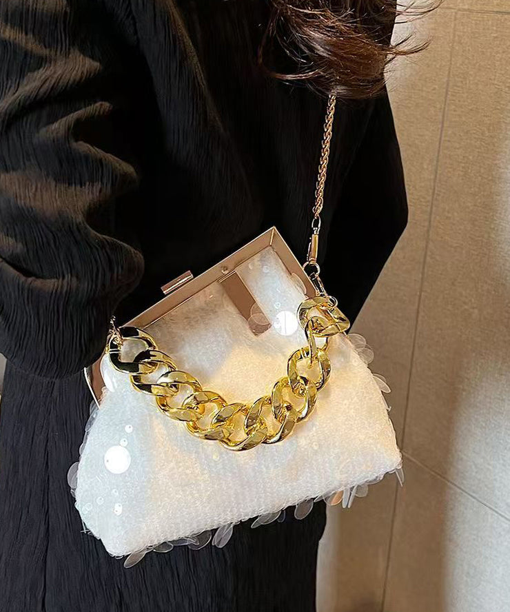 Fashion Gold Sequins Chain Linked Messenger Bag