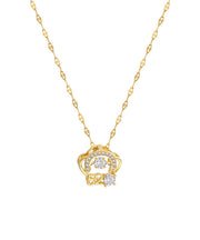 Fashion Gold Stainless Steel Overgild Zircon Crown Pendant Necklace