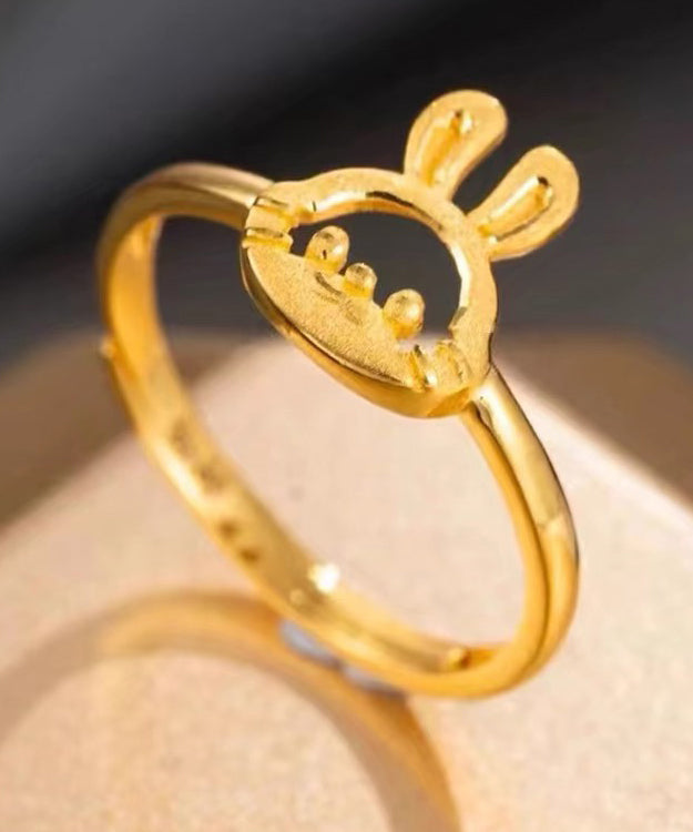 Fashion Gold Sterling Silver Overgild Little Rabbit Rings