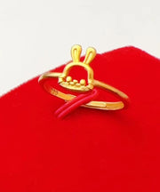 Fashion Gold Sterling Silver Overgild Little Rabbit Rings