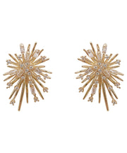 Fashion Gold Sterling Silver Overgild Zircon Fireworks Stud Earrings