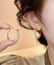 Fashion Gold Sterling Silver Overgild Zircon Pearl Hoop Earrings