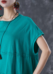 Fashion Green Oversized Patchwork Cotton Top Summer