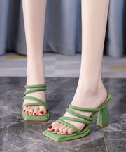 Fashion Green Peep Toe Sandals High Heel Faux Leather