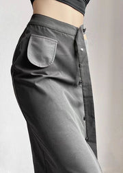 Fashion Grey Asymmetrical Patchwork Cotton Skirts Spring