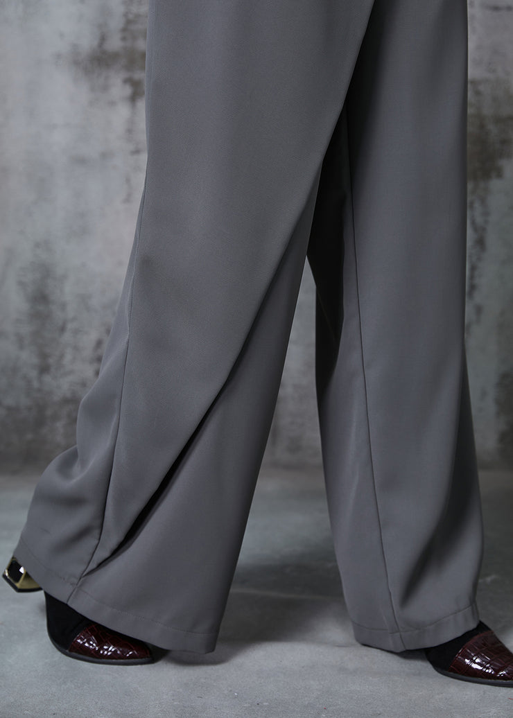 Fashion Grey Asymmetrical Silm Fit Spandex Straight Pants Fall