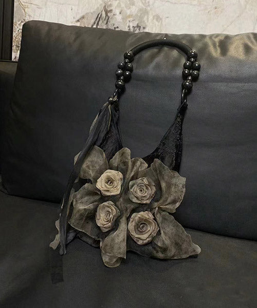 Fashion Khaki Tie Dye Floral Cotton Satchel Handbag