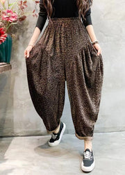 Fashion Leopard Print Draping High Waist Wide Leg Pants