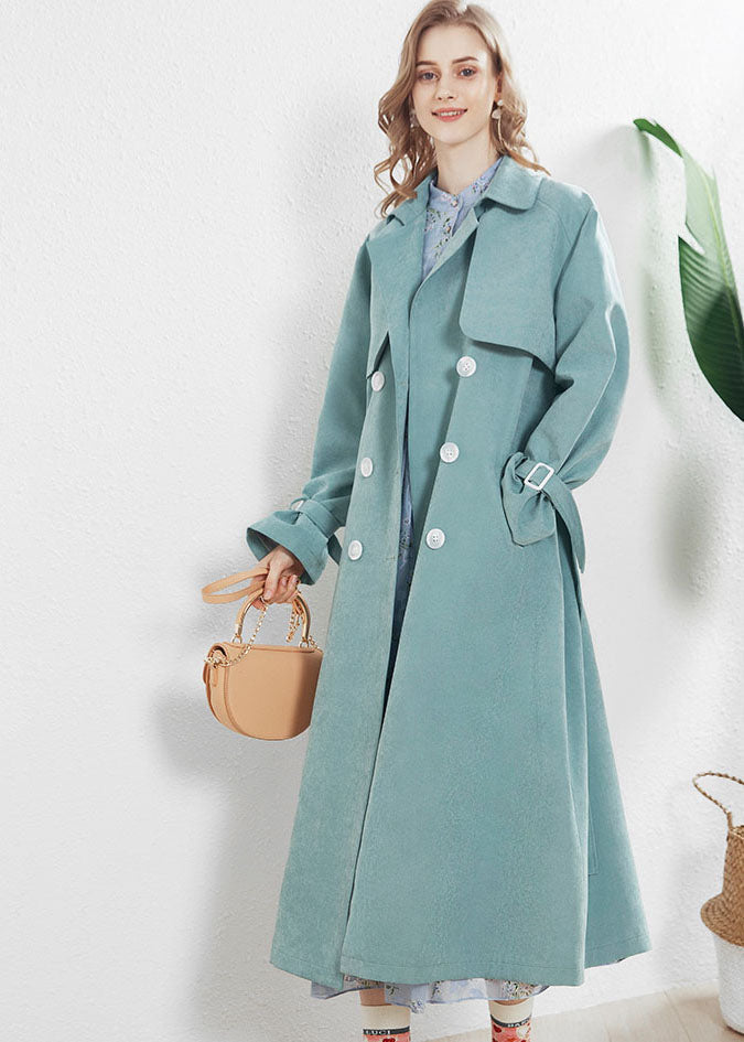 Fashion Light Blue Peter Pan Collar Double Breast Trench Fall