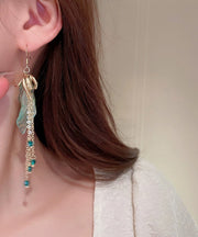 Fashion Light Green Asymmetricar Alloy Acrylic Crystal Tassel Drop Earrings