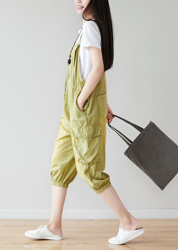 Fashion Light Green Oversized Pockets Cotton Jumpsuits Spring