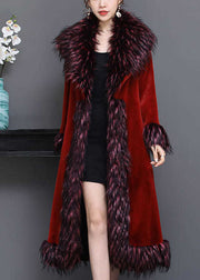 Fashion Mulberry Fur Collar Thick Faux Fur Jackets Winter