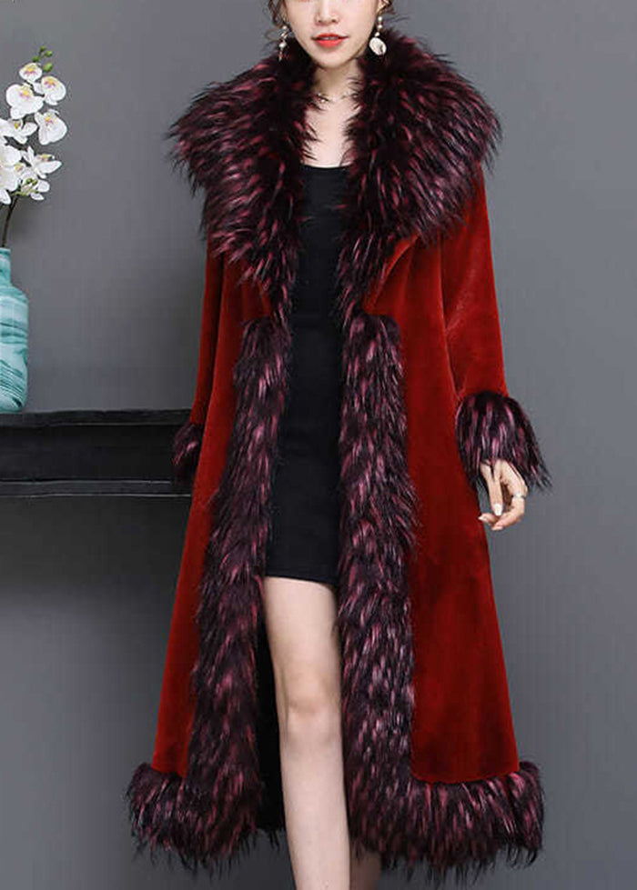 Fashion Mulberry Fur Collar Thick Faux Fur Jackets Winter