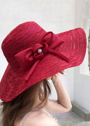 Fashion Mulberry Lace Bow Cotton Blended Floppy Sun Hat