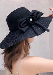 Fashion Mulberry Lace Bow Cotton Blended Floppy Sun Hat