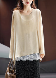 Fashion Mulberry O Neck Chiffon UPF 50+ Smock Tops Summer