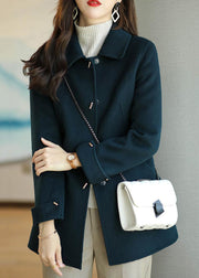 Fashion Navy Peter Pan Collar Slim Fit Woolen Trench Fall