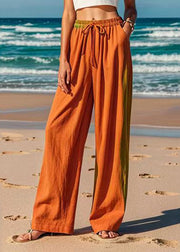 Fashion Orange Tie Dye Elastic Waist Straight Pants