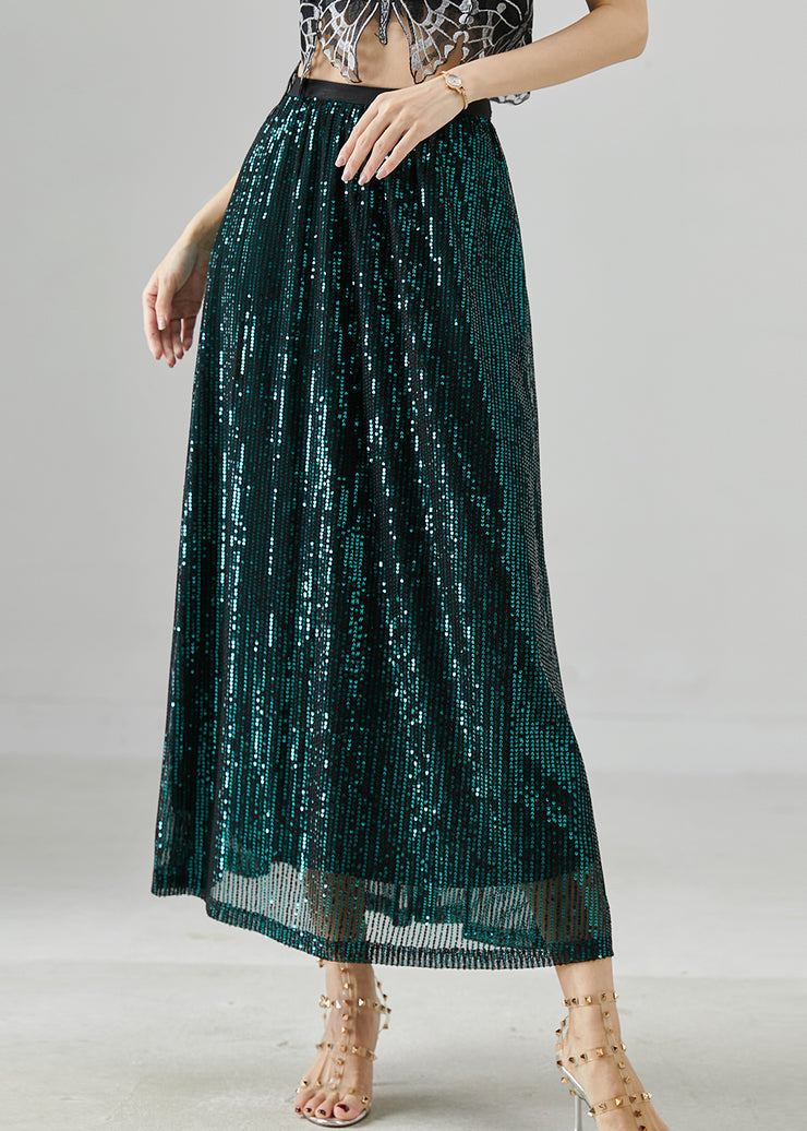 Fashion Peacock Green Sequins Silm Fit Holiday Skirts Summer