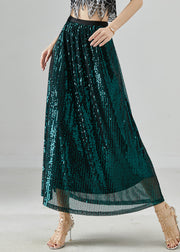 Fashion Peacock Green Sequins Silm Fit Holiday Skirts Summer