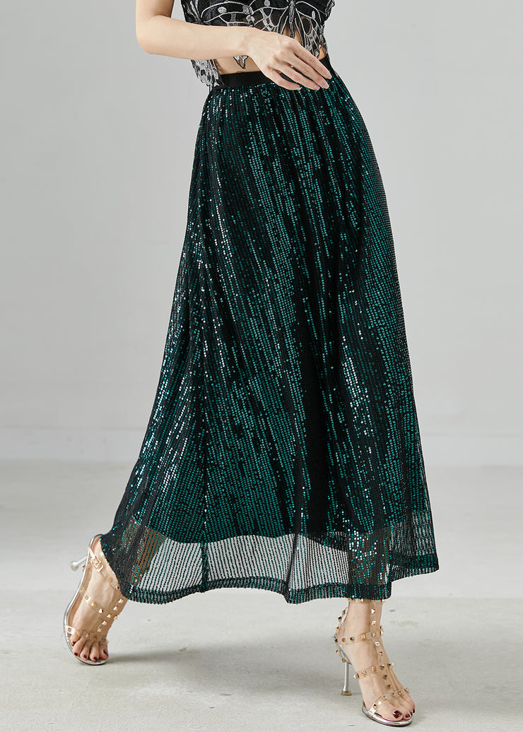 Fashion Peacock Green Sequins Silm Fit Holiday Skirts Summer