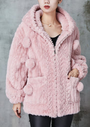 Fashion Pink Hooded Fuzzy Fur Fluffy Coat Outwear Spring