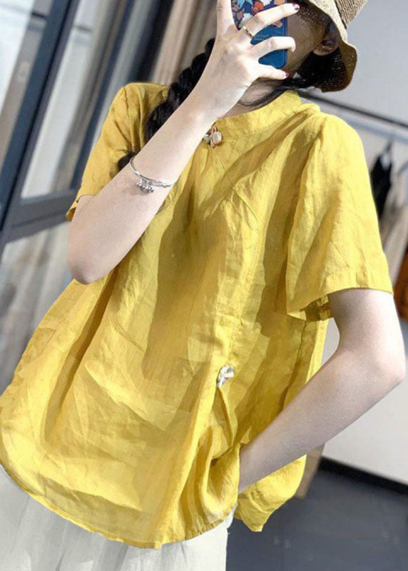 Fashion Pink Stand Collar Patchwork Bow Shirt Short Sleeve