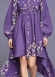 Fashion Purple O-Neck Patchwork Maxi Dress Fall