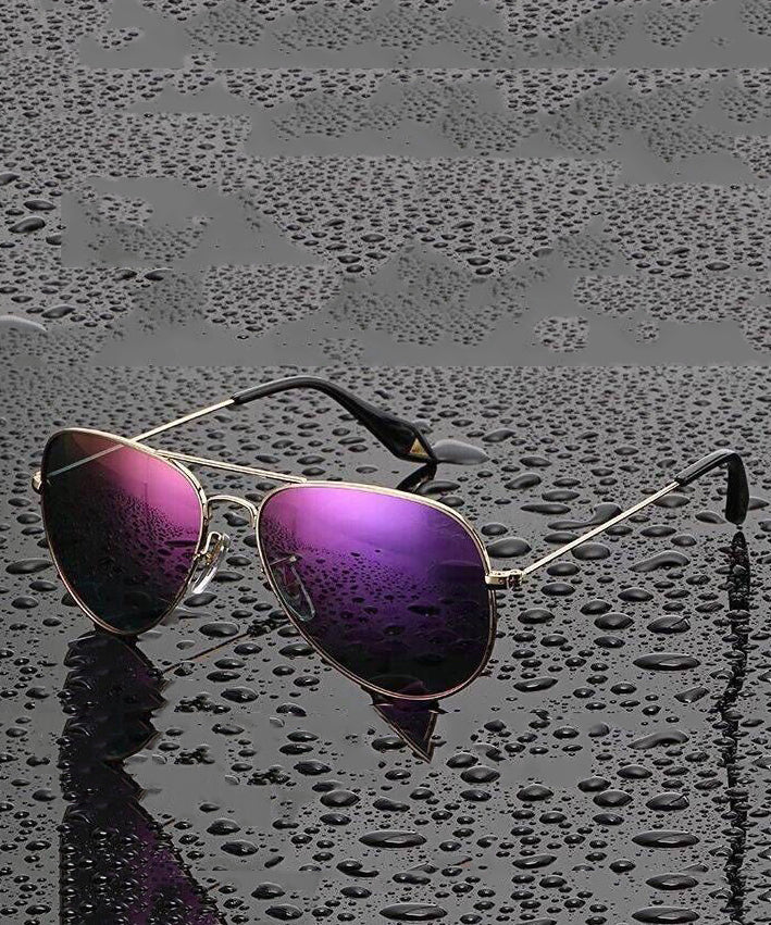 Fashion Purple Polarized Metal Sunglasses For Women