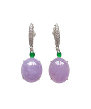 Fashion Purple Sterling Silver Inlaid Zircon Jade Drop Earrings