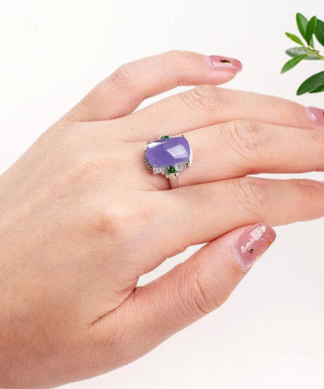 Fashion Purple Sterling Silver Overgild Gem Stone Rings