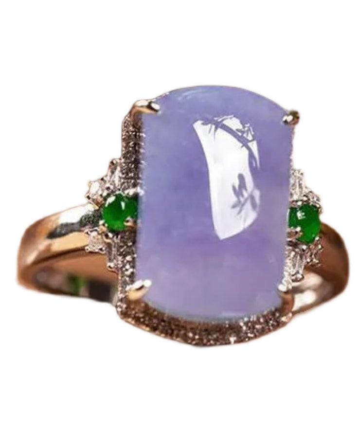 Fashion Purple Sterling Silver Overgild Gem Stone Rings