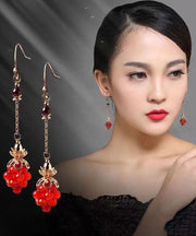 Fashion Red Sterling Silver Overgild Agate Garnet Drop Earrings