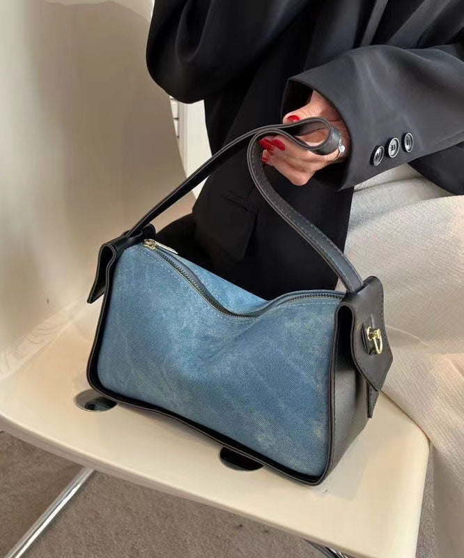 Fashion Versatile Blue Faux Leather Messenger Bag