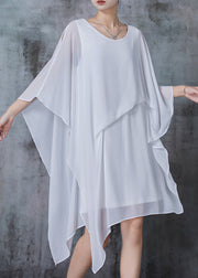 Fashion White Cold Shoulder Asymmetrical Design Dresses Summer