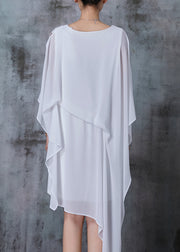 Fashion White Cold Shoulder Asymmetrical Design Dresses Summer