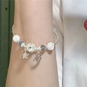 Fashion White Crystal Zircon Star Moon Charm Bracelet