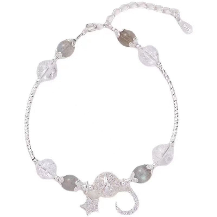 Fashion White Crystal Zircon Star Moon Charm Bracelet