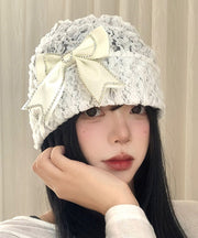 Fashion White Lace Bow Thin Bonnie Hat