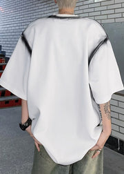 Fashion White O Neck Patchwork Cotton Best T Shirts For Men Summer