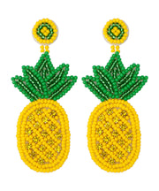 Fashion Yellow Knit Fabric Rice Ball Pineapple Drop Earrings