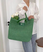 Fashionable Green Versatile Large Capacity Straw Woven Shoulder Bag