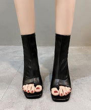 Faux Leather Boots Splicing Peep Toe Ankle Boots