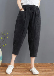 Fine Black Elastic Waist jeans Harem Pants Summer Cotton - bagstylebliss