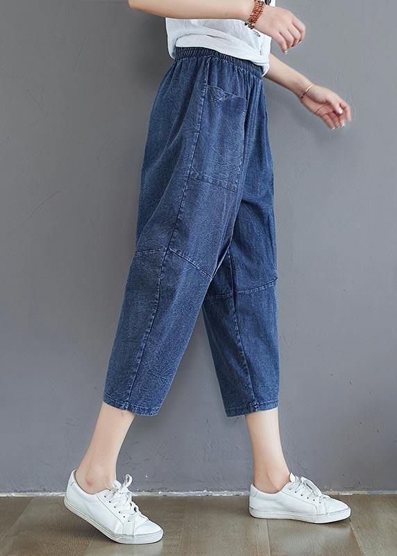 Fine Black Elastic Waist jeans Harem Pants Summer Cotton - bagstylebliss