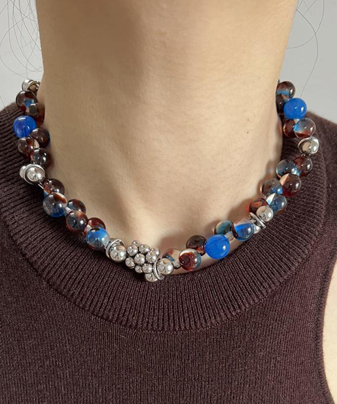 Fine Blue Stainless Steel Acrylic Collar Necklace