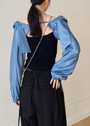 Fine Colorblock Wrinkled Patchwork Cotton Shirt Top Spring